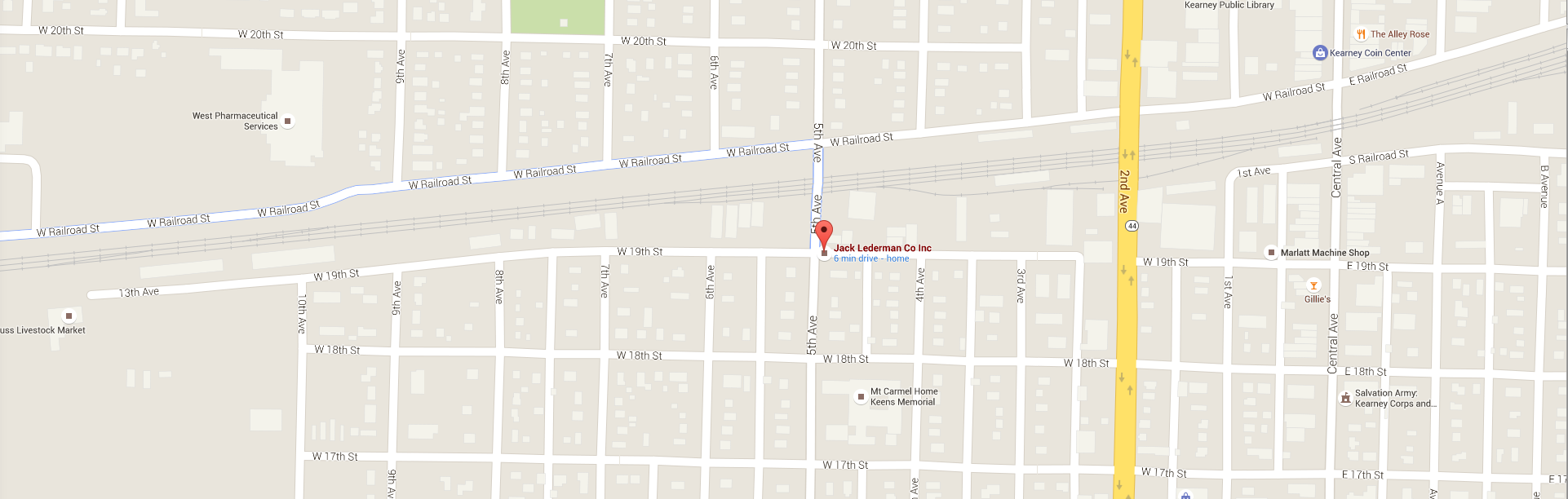 Map to Jack Lederman Co., 1901 5th Avenue, Kearney, NE